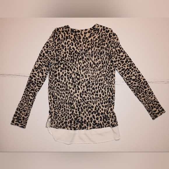 Calvin Klein Women's Small Layered Sweater Blouse Animal Leopard Cheetah Print - Picture 3 of 6